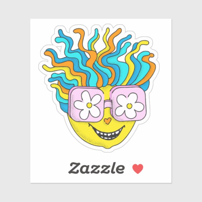 Pegatina Carácter sonriente divertido con anteojos rosados  (Hoja)