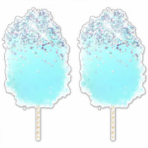 Caramelos de algodón lindo purpurina azul y plata