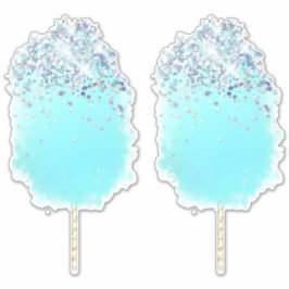 Pegatina Caramelos de algodón lindo purpurina azul y plata