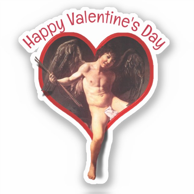 Pegatina Caravaggio Cupido Día de San Valentín (Anverso)