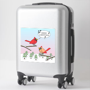 Pegatina Cardenal rojo curado canta Feliz Navidad