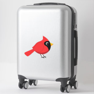 Pegatina Cardenal rojo Personalizado con flores