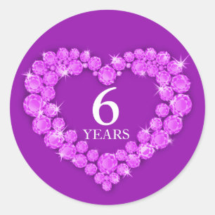 pegatina cardíaco de 6 años de aniversario de amat