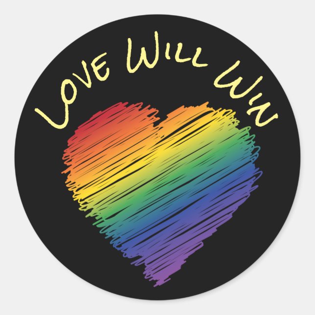 Pegatina cardíaco garo del garabato del arcoiris (Anverso)