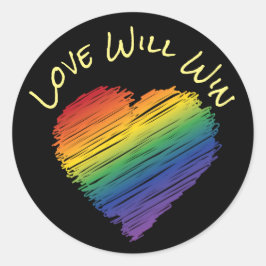 Pegatina cardíaco garo del garabato del arcoiris