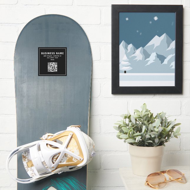 Pegatina Cargar código QR o logotipo | Negro moderno (snowboard)