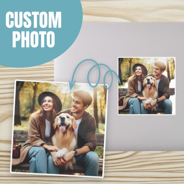 Pegatina Cargar foto personalizada de Mascota familiar (Upload Customized Family Pet Photo Sticker.)