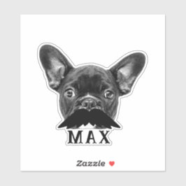 Pegatina Cargar Mascota Face Photo & Name con Funny Mustach