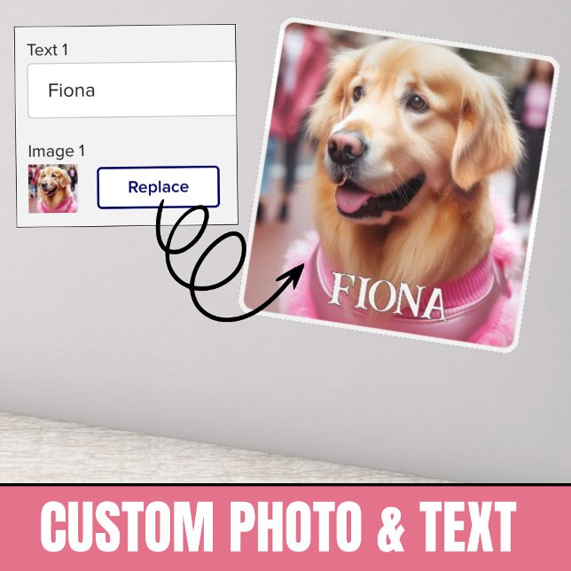 Pegatina Cargar Perro personalizado o foto Mascota Añadir u (Upload Personalized Dog or Pet Photo Add Name Gift Sticker.)