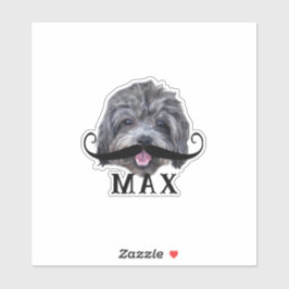 Pegatina Cargar su Mascota Face Photo & Name Silly Mustache