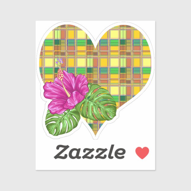 Pegatina Caribbean Colorful Fabric Madras Tartan (Hoja)