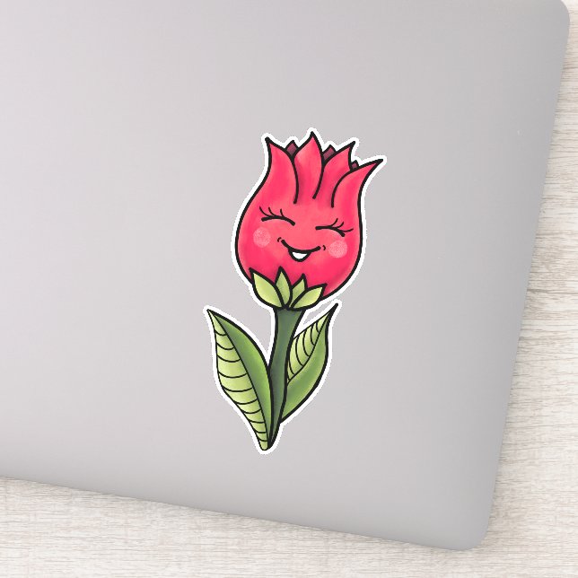 Pegatina Caricatura de primavera de flor suave (Detalle)