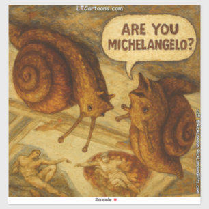 Pegatina Caricatura Paródica de Michelangelo y el Caracol I