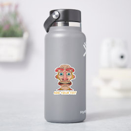 Pegatina carita de dibujos animados beige peculiar expresiv