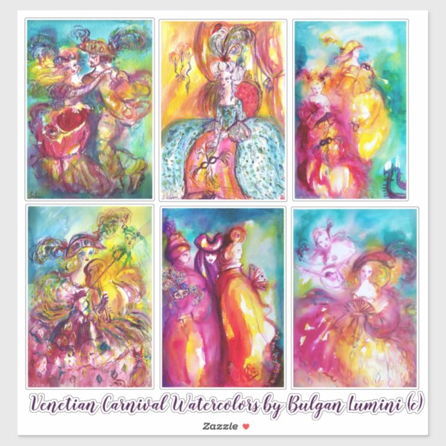 Pegatina CARNAVAL de las máscaras de la mascarada del (Hoja)