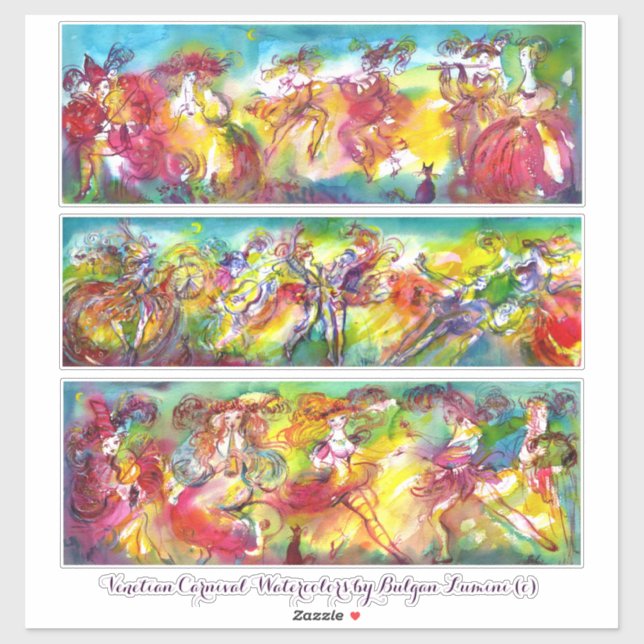 Pegatina CARNAVAL VENECIA MARdi Gras Masquerade Dance Music (Hoja)