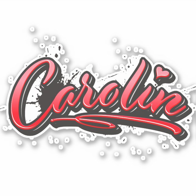 Pegatina Carolin red Heart Graffiti Aufkleber Sticker (Anverso)