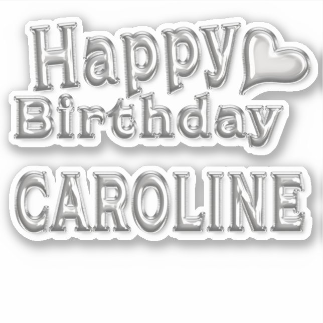 Pegatina Caroline Happy Birthday silver Aufkleber Sticker (Anverso)