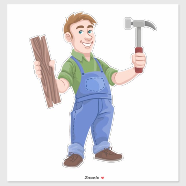 Pegatina carpintero-hummer-madera-construcción (Hoja)