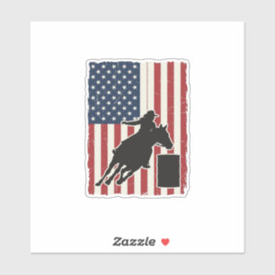 Pegatina Carrera de Barriles Bandera Americana Diseño Vecto