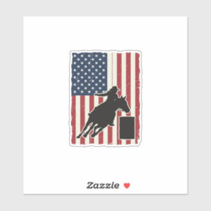 Pegatina Carrera de Barriles Bandera Americana Diseño Vecto