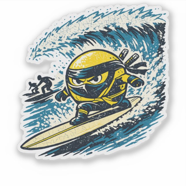 Pegatina Carrera de Surf Shinobi de Limón — Ninja de Verano (Anverso)