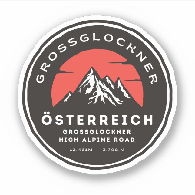 Pegatina Carretera alpina Grossglockner Alpes austriacos mo (Anverso)