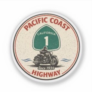 Pegatina carretera de la costa pacífica motocicleta califor