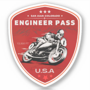 Pegatina Carretera Engineer Pass viaje en motocicleta color