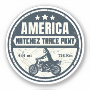 Pegatina carretera natchez trace Mississippi Tennessee moto