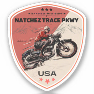 Pegatina carretera natchez trace Mississippi Tennessee moto