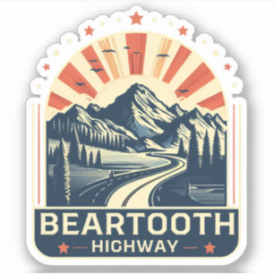 Pegatina carretera vintage Beartooth Highway us 212 montana