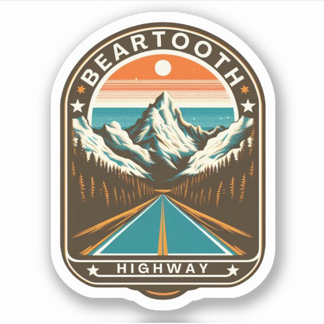 Pegatina carretera vintage Beartooth Highway us 212 montana (Anverso)