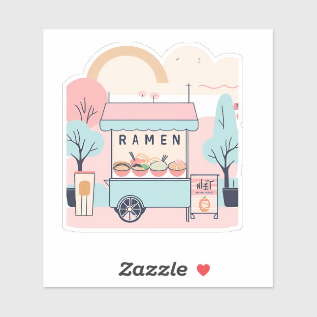 Pegatina Carro de Ramen en el parque (Hoja)