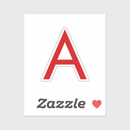 Pegatina Carta inicial del Monograma Rojo Blanco Moderno