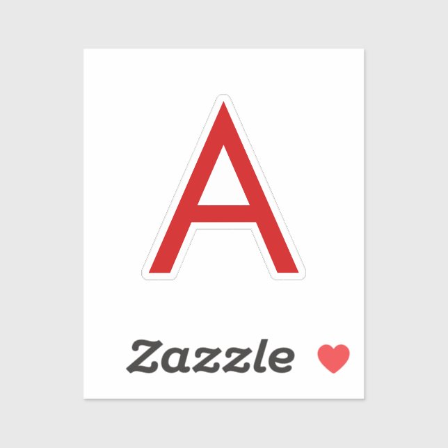 Pegatina Carta inicial del Monograma Rojo Blanco Moderno (Hoja)