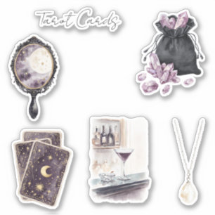Pegatina Cartas Tarot Luna Estrellas Moradas