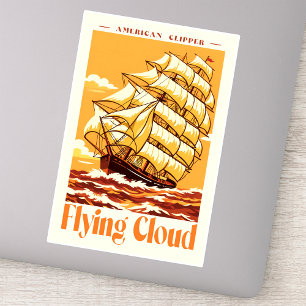 Pegatina Cartel Antiguo del Barco Clipper Americano Flying