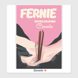 Pegatina Cartel de esquí de Fernie Columbia Británica