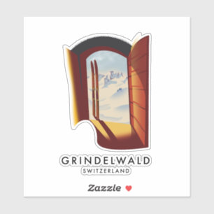 Pegatina Cartel de esquí de Grindelwald Suiza