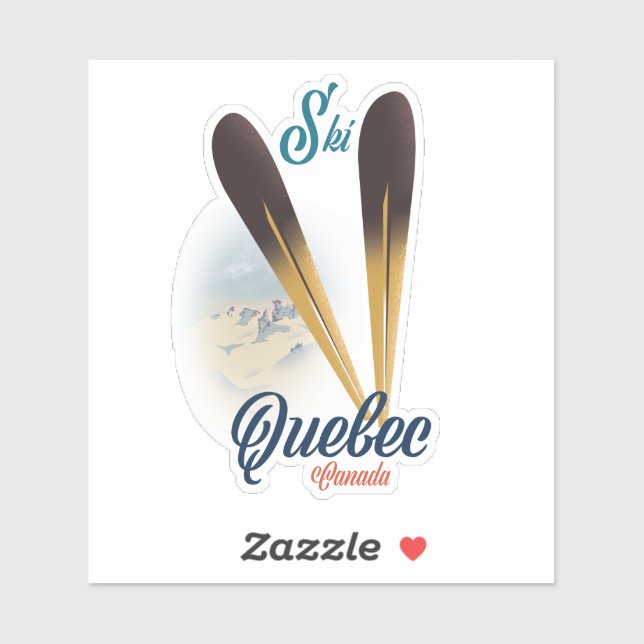 Pegatina Cartel de esquí de Quebec Canadá (Hoja)