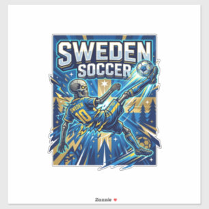 Pegatina Cartel de estilo de fútbol esqueleto de Suecia Nat