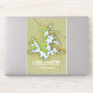Pegatina cartel de mapa de viaje del lago Martin Alabama.