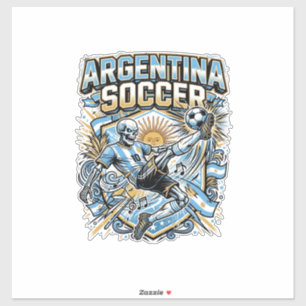 Pegatina Cartel de Naciones Delantero Esqueleto Fútbol Arge