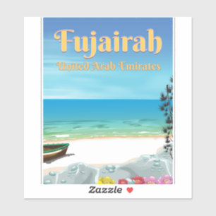 Pegatina cartel de playa de Fujairah Emiratos Árabes Unidos