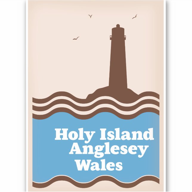 Pegatina Cartel de viaje a Holy Island, Anglesey, Gales (Anverso)