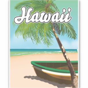 Pegatina Cartel de viaje a la playa tropical de Hawái