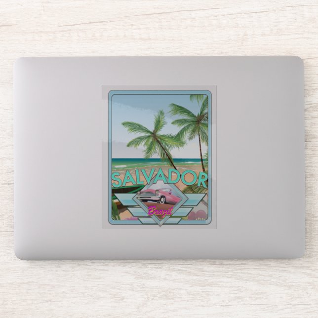 Pegatina Cartel de viaje al estilo de Salvador Brasil. (Ordenador)