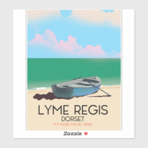 Pegatina Cartel de viaje antiguo de Lyme Regis, dorset.