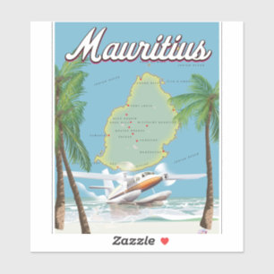Pegatina Cartel de viaje antiguo de Mauricio